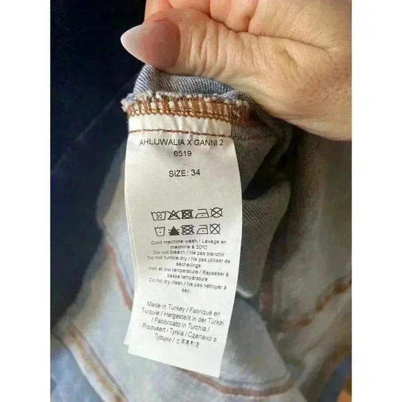 GANNI X Ahluwalia Denim Square Neck Midi Denim Wavy Dress Size 34 2 - Picture 14 of 15